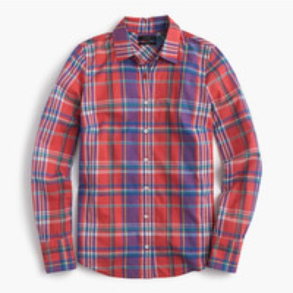 J.CREW Perfect Shirt In Colorful Plaid - EUC - Sz 4 - Picture 2 of 7